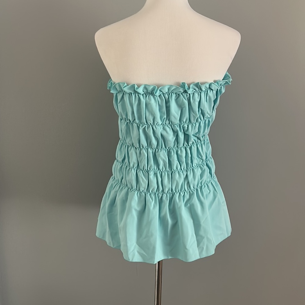 Shein Ruffle Trim Ruched Tube Top - Picture 5 of 5
